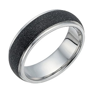 Stainless Steel Black Glitz Ring