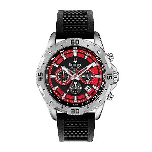 Bulova Marine Star Men's Red & Black Rubber Strap Watch