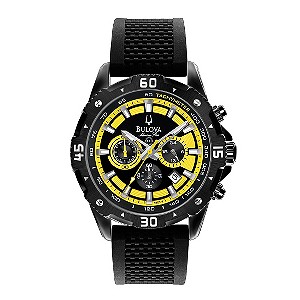 Bulova Marine Star Men's Yellow & Black Rubber Strap Watch