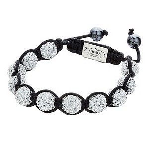 Shimla White Crystal Bead Black Rope Bracelet