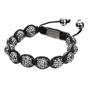Shimla White Crystal Bead Black Rope Bracelet