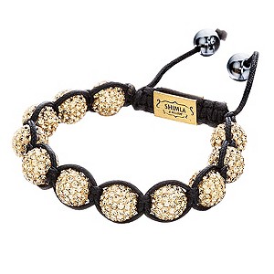 Shimla Gold Crystal Bead Black Rope Bracelet