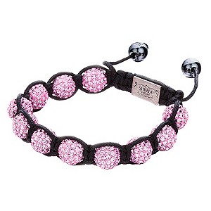Shimla Pink Crystal Bead Black Rope Bracelet