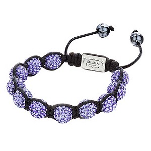 Shimla Purple Crystal Bead Black Rope Bracelet