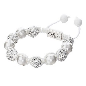 Shimla Crystal & Pearl White Rope Bracelet