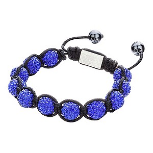 Shimla Sapphire Blue Crystal Bead Black Rope Bracelet