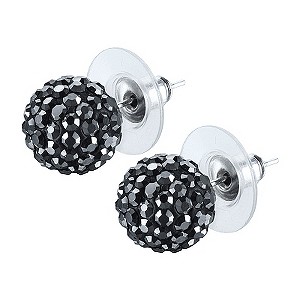 Shimla Black Crystal Ball Stud Earrings