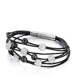 Shimla Multi-Layered White Crystal & Black Bracelet