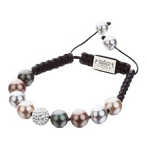 Shimla Multi-Pearl & Crystal Black Rope Bracelet