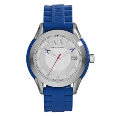Armani Exchange Men's Stainless Steel Blue Strap Watch