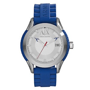 Armani Exchange Men's Stainless Steel Blue Strap Watch