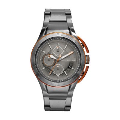 Armani Exchange Men's Grey Ion-Plated Bracelet Watch