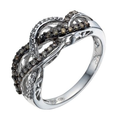 Shades of Wonder silver 45 point white  brown diamond ring - Product ...