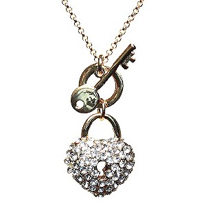 Mikey Yellow Crystal Heart Lock & Key Necklace