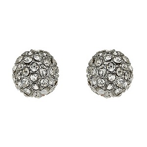 Mikey White Crystal Ball Stud Earrings