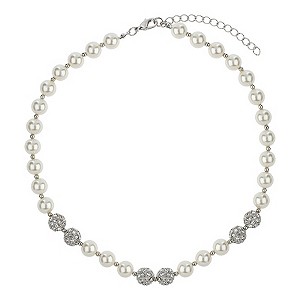 Mikey Imitation Pearl & Crystal Ball Necklace