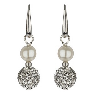 Mikey Imitation Pearl & Crystal Ball Earrings