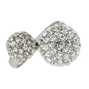 Mikey White Twin Ball Crystal Ring