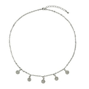 Mikey White Crystal Ball Charm Necklace