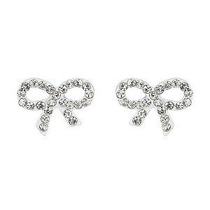 Mikey White Crystal Small Bow Stud Earrings