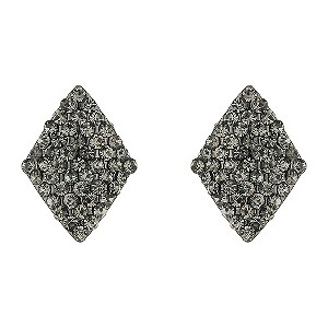 Mikey Black Crystal Diamond Shaped Stud Earrings