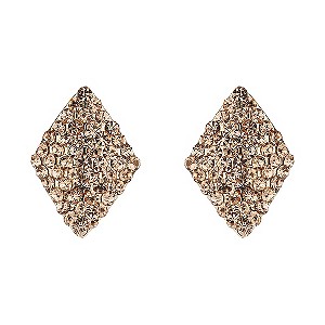 Mikey Champagne Crystal Diamond Shaped Stud Earrings