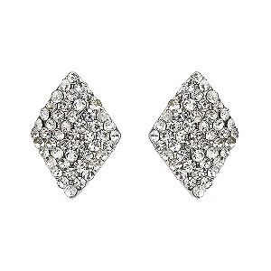 Mikey White Crystal Diamond Shaped Stud Earrings