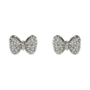Mikey White Crystal Bow Stud Earrings