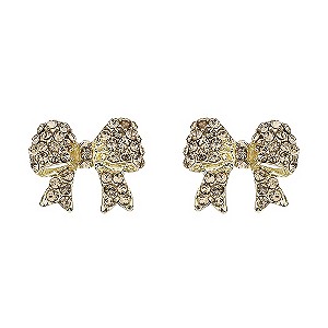 Mikey Gold Crystal Bow Stud Earrings