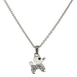 Mikey White Small Diamante Dog Necklace