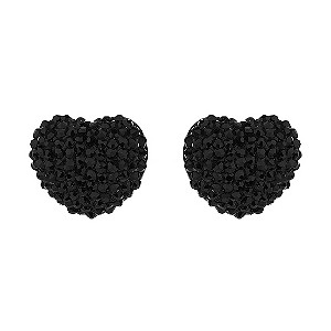 Mikey Black Crystal Heart Stud Earrings