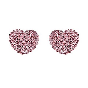 Mikey Pink Crystal Heart Stud Earrings