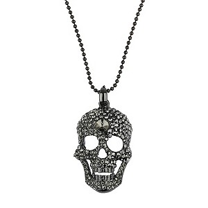 Mikey Black Crystal Skull Necklace