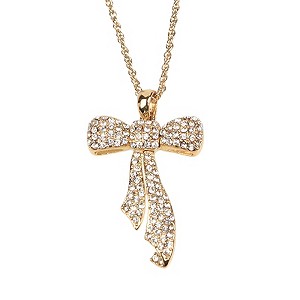 Mikey Yellow Crystal Bow Long Pendant