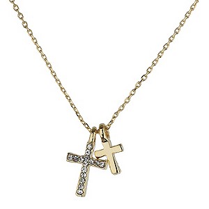 Mikey Yellow Diamante Cross Necklace