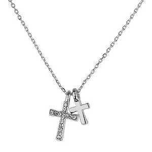 Mikey White Diamante Cross Necklace