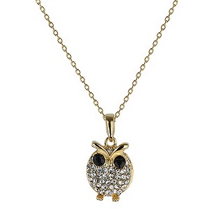 Mikey Yellow Diamante Owl Necklace