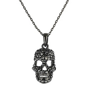 Mikey Black Diamante Skull Necklace