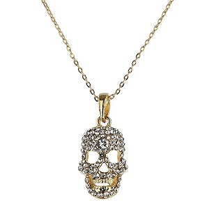 Mikey Yellow Diamante Skull Necklace