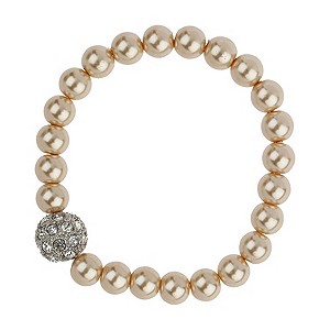 Mikey Cream Imitation Pearl & Crystal Ball Bracelet
