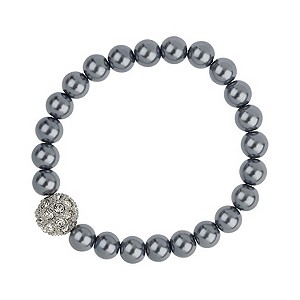 Mikey Cream Hematite Imitation Pearl & Crystal Ball Bracelet