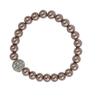 Mikey Taupe Imitation Pearl & Crystal Ball Bracelet