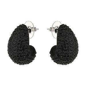 Mikey Black Crystal Half Moon Earrings