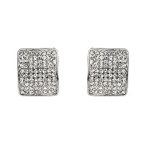 Mikey White Crystal Square Stud Earrings