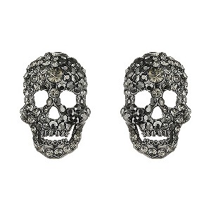 Mikey Black Crystal Skull Stud Earrings