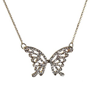 Mikey Yellow Crystal Big Butterfly Necklace
