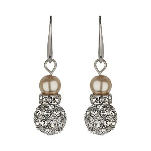 Mikey Cream Imitation Pearl & Crystal Drop Earrings