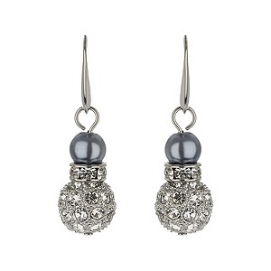 Mikey Hematite Imitation Pearl & Crystal Drop Earrings