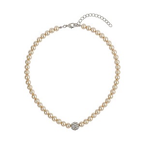 Mikey Cream Imitation Pearl & Crystal Ball Necklace