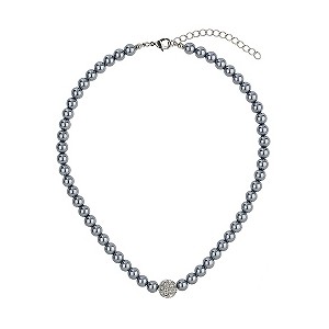 Mikey Hematite Imitation Pearl & Crystal Ball Necklace